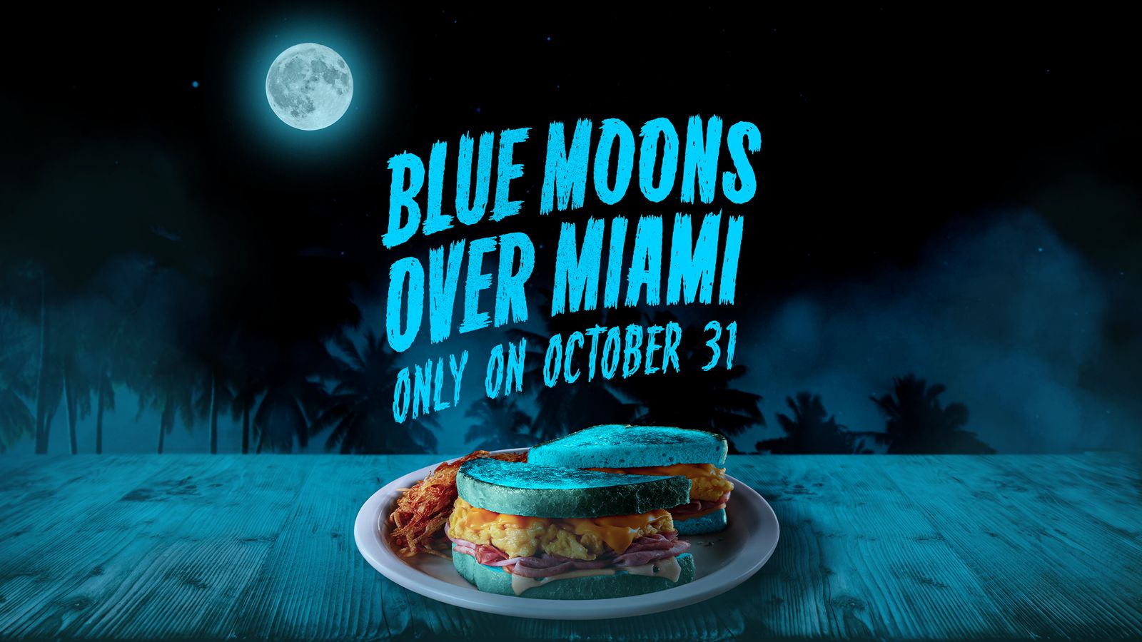 Blue Moon, Blue Breakfast: Denny's Turns Iconic "Moons Over My Hammy" Breakfast Sandwich Blue for Halloween
