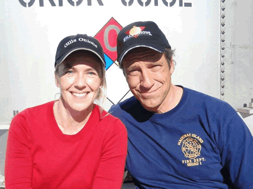 Mike Rowe and Nikki Rodoni, Director of Sustainability