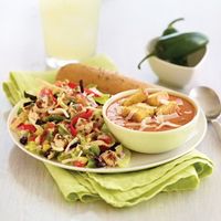 Applebee's new Fiesta Chicken Chopped Salad with Tomato Basil Soup is one of 75 available Pick 'N Pair Lunch options. Applebee's new Fiesta Chicken Chopped Salad with Tomato Basil Soup is one of 75 available Pick 'N Pair Lunch options.