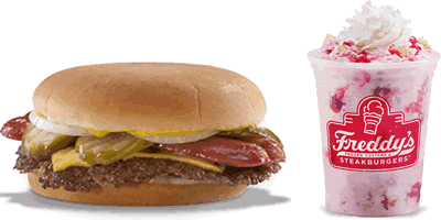 Freddy's Burger Dog and Strawberry Shortcake Concrete Freddy's Burger Dog and Strawberry Shortcake Concrete