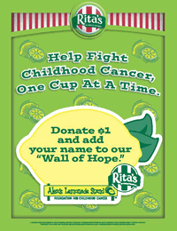 More Than 550 Rita's Italian Ice Locations to Raise Funds for Alex's Lemonade Stand and the Fight Against Pediatric Cancer