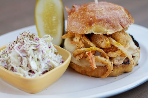Gram & Dun's PBR Can Chicken sandwich Gram & Dun's PBR Can Chicken sandwich