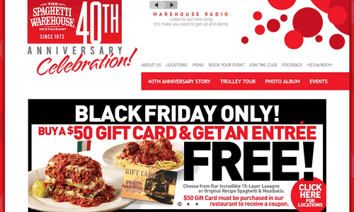 Spaghetti Warehouse Restaurants 40th Anniversary Website Using Interactive Technology to Engage, Entertain Guests Spaghetti Warehouse Restaurants 40th Anniversary Website Using Interactive Technology to Engage, Entertain Guests