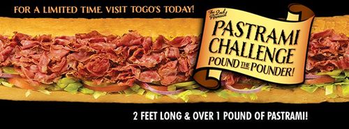 Pastrami Lovers Unite During Togo's 2nd Annual Pastrami Pounder Challenge Pastrami Lovers Unite During Togo's 2nd Annual Pastrami Pounder Challenge
