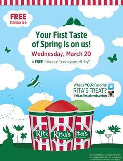 Rita's Italian Ice to Celebrate 21st Annual First Day of Spring Free Ice Giveaway