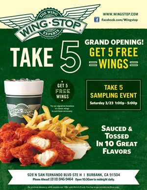 Wingstop Of Burbank To Celebrate Grand Opening With Free Wings March 23