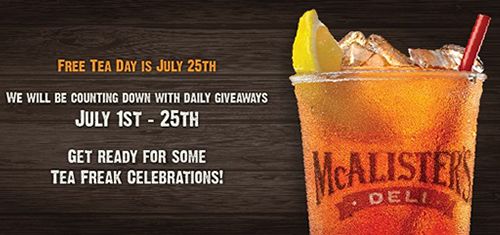 McAlister's Deli Celebrates 5th Annual "Free Tea Day" With Sweet Summer Sweepstakes