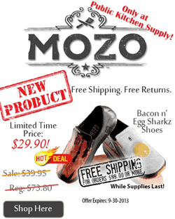 Fun Chef Shoes in Style and Comfort? Eggs N' Bacon Style?