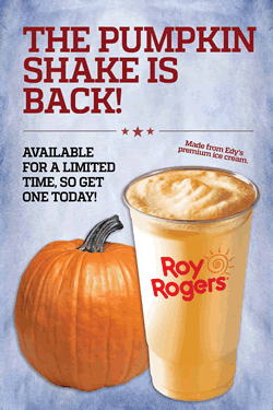 Roy Rogers Restaurant Announces Steak N Cheese and Pumpkin Shake are Back