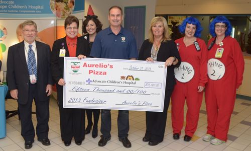 Aurelio's donates $15,000 to Advocate Children's Hospital thanks to the generosity of our customers
