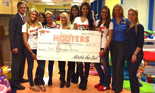 Hooters of Fort Lauderdale and Miss Hooters International 2013 Present a $10,000 Check to the Joe DiMaggio Children's Hospital