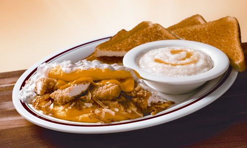Chicken Tenders Stuffed and Smothered Omelet