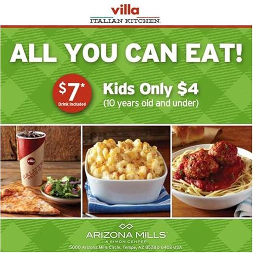 All You Can Eat Tuesdays at Villa Italian Kitchen Arizona Mills