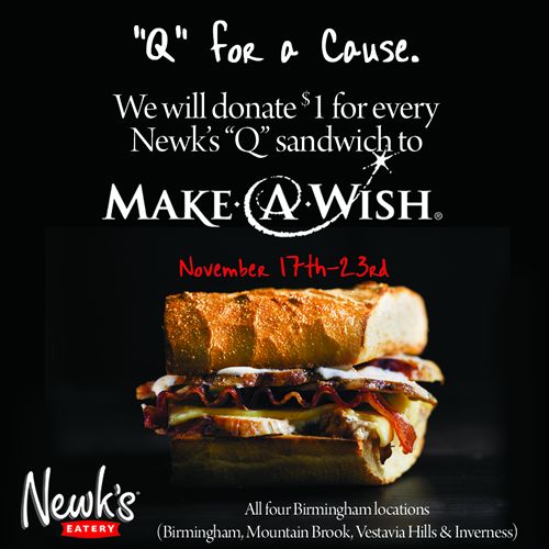 Birmingham Newk's Eatery Restaurants Celebrate New Inverness Location Opening With "Q for a Cause" to Raise Funds for Make-a-Wish Alabama