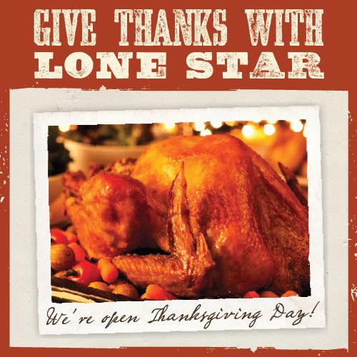 Lone Star Steakhouse Open Thanksgiving Day for Dine-In and Catering Services