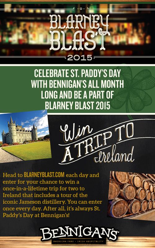 Bennigan's Celebrates St. Paddy's Day with Trip to Ireland