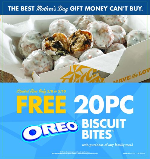 Church's Offers Free 20-Piece Oreo Biscuit Bites With Every Family Meal Purchase During Mother's Day Weekend