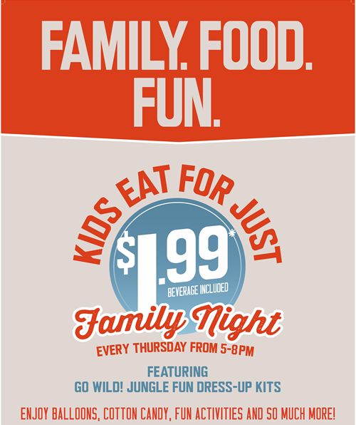 Ryan's, HomeTown Buffet and Old Country Buffet Go Wild For Family Night