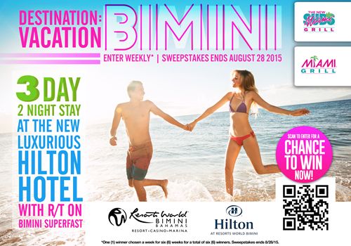 Enter to Win a Great Vacation Getaway Courtesy of The New Miami Subs Grill and Miami Grill Restaurants & Resorts World Bimini