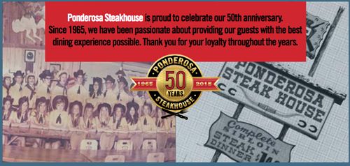 Ponderosa Steakhouse Restaurants Thanks Loyal Guests on 50th Anniversary With Special Promotions, While Also Looking to a Refreshed Future