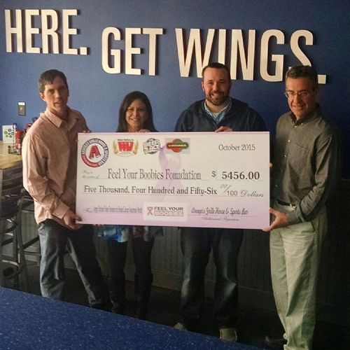 Arooga's Raises $5456 For Feel Your Boobies Foundation in October