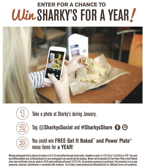 Start the New Year "Naked" With Sharky's Woodfired Mexican Grill