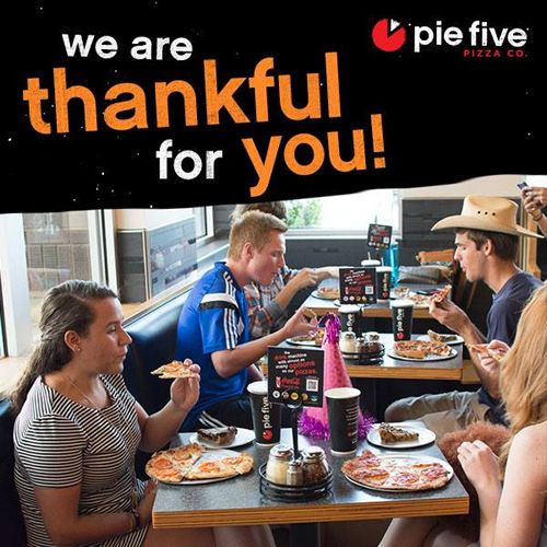 Pie Five Pizza Says Cheese and Thank You in January