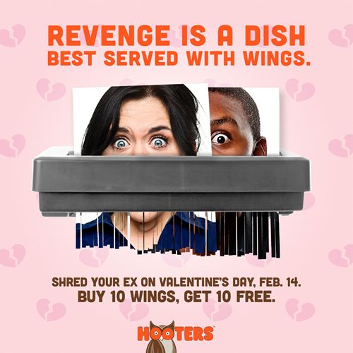 Hooters Serves Revenge with a Side of Chicken Wings this Valentine's Day