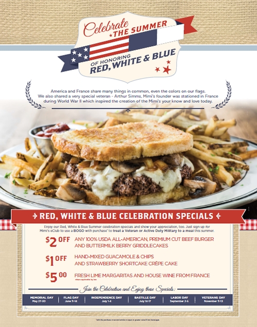Mimi's Is Ready to Serve Veterans with its Red, White & Blue Celebration