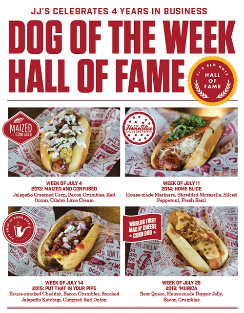 JJ's Red Hots Brings Back its Most Popular Dog of the Week Creations for National Hot Dog Month
