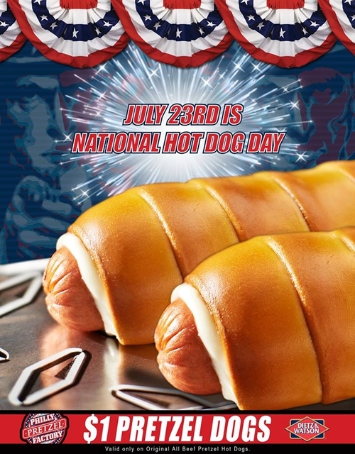 Philly Pretzel Factory Celebrates National Hot Dog Day with $1 Pretzel Dogs