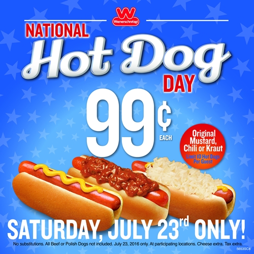 Wienerschnitzel Celebrates National Hot Dog Day with 99-cent Hot Dogs on July 23