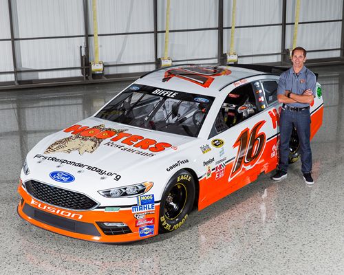 Biffle Teams with Hooters to Promote National First Responders Day with Darlington Throwback Scheme