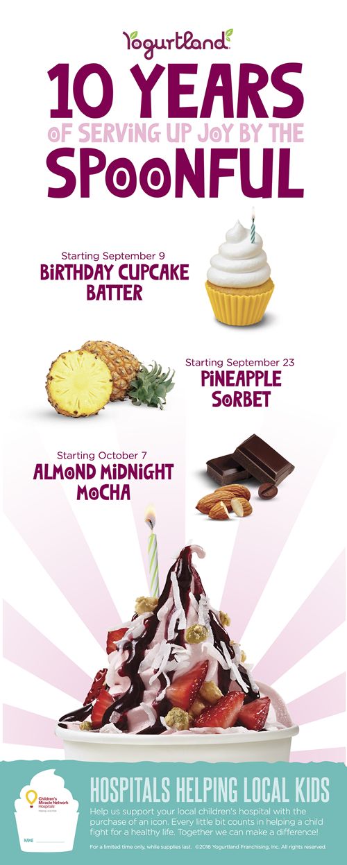 Yogurtland Teams up with Children's Miracle Network to Support Kids and Celebrate Its 10th Anniversary