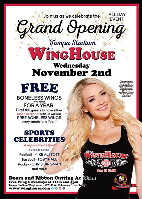27th WingHouse Location to open Wednesday, November 2nd in Tampa, Florida
