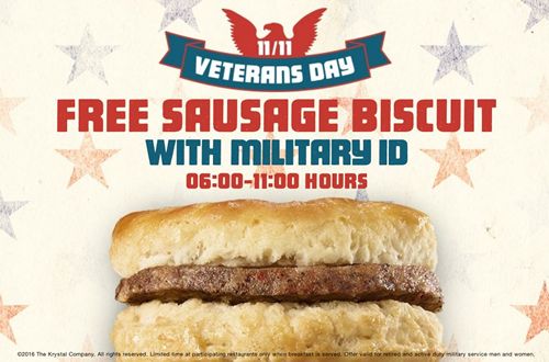 A Free Sausage Biscuit Salute For All Veterans from Krystal