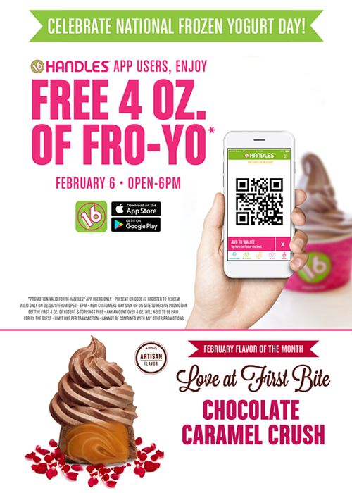 16 Handles Celebrates National Frozen Yogurt Day with FREE FRO-YO!
