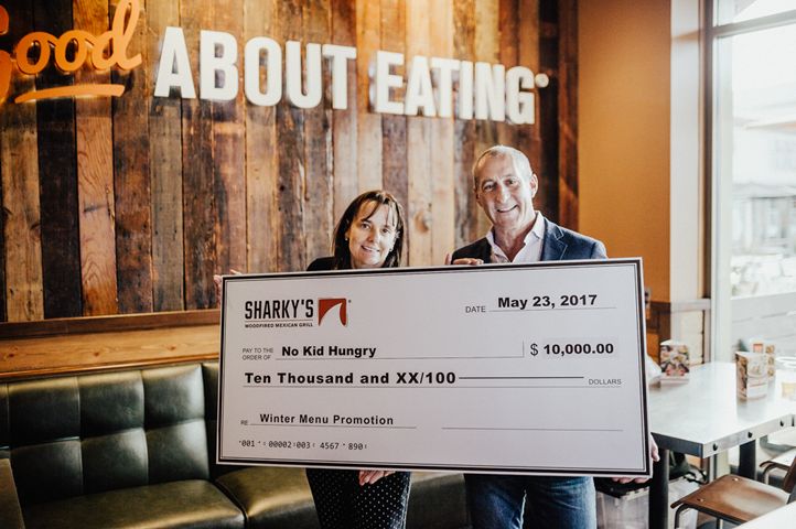 Sharky's Woodfired Mexican Grill Raises $10,000 for No Kid Hungry Helping to End Childhood Hunger in America