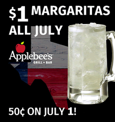 Applebee's in Texas Offer Margaritas for a Buck - "DollaRitas" - for the Month of July