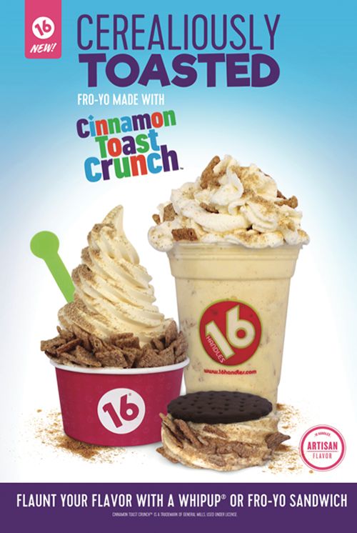 16 Handles Launches New Frozen Yogurt Flavor: Cerealiously Toasted, Made with Cinnamon Toast Crunch Cereal!