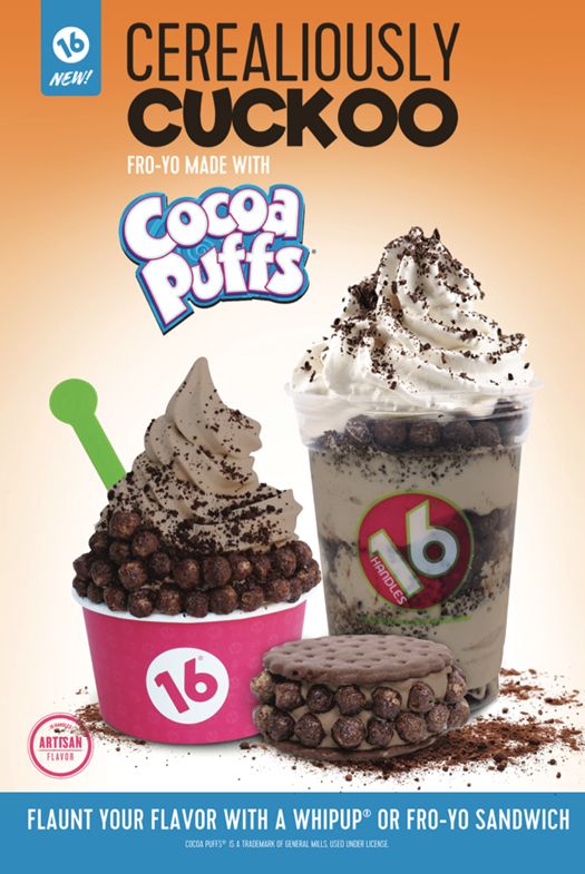 16 Handles Launches New Frozen Yogurt Flavor: Cerealiously Cuckoo, Made with Cocoa Puffs Cereal!