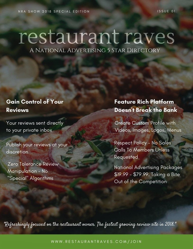 Five Star Restaurant Review Directory Site, Restaurant Raves, Redefining Advertising