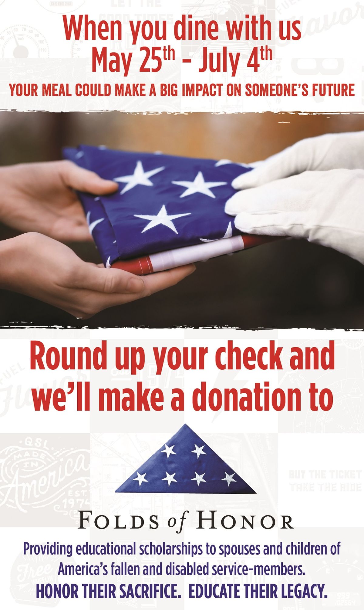 Quaker Steak & Lube Invites Guests To 'Round Up' To Benefit Folds Of Honor