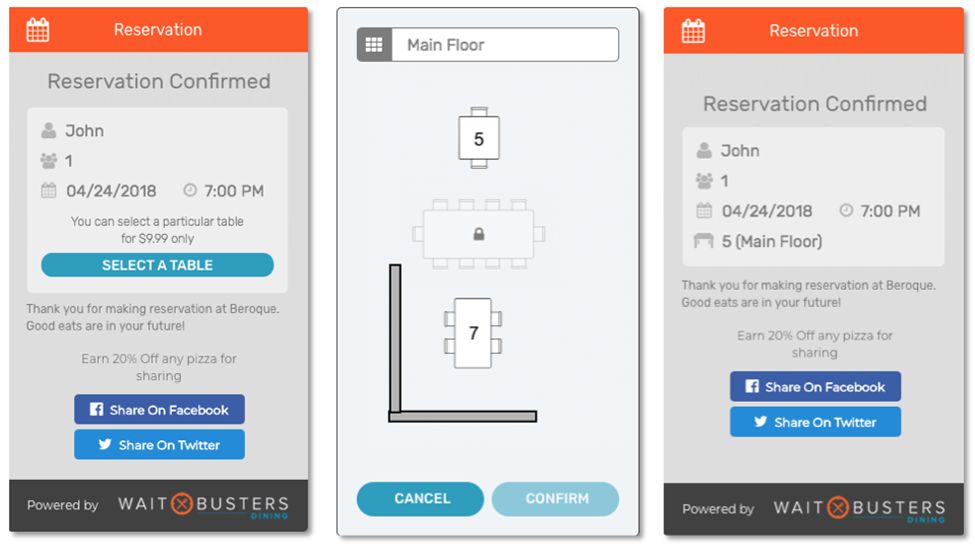 Select Your Table When Making Reservations Through Digital Diner