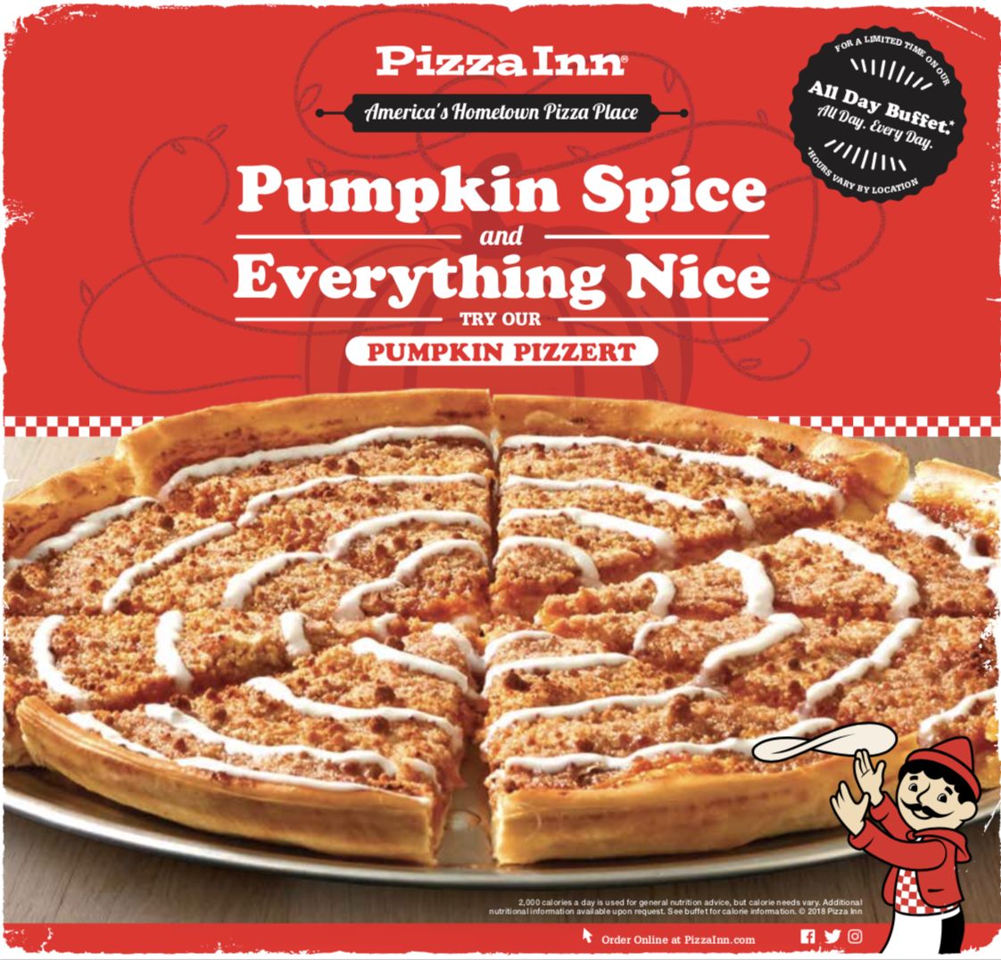 Back by Popular Demand: Pizza Inn's Pumpkin Pizzert