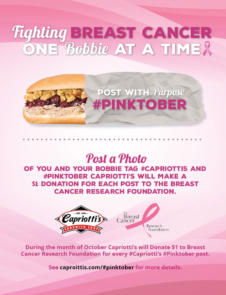 Capriotti's Fights Breast Cancer One Bobbie at a Time with Pinktober Campaign