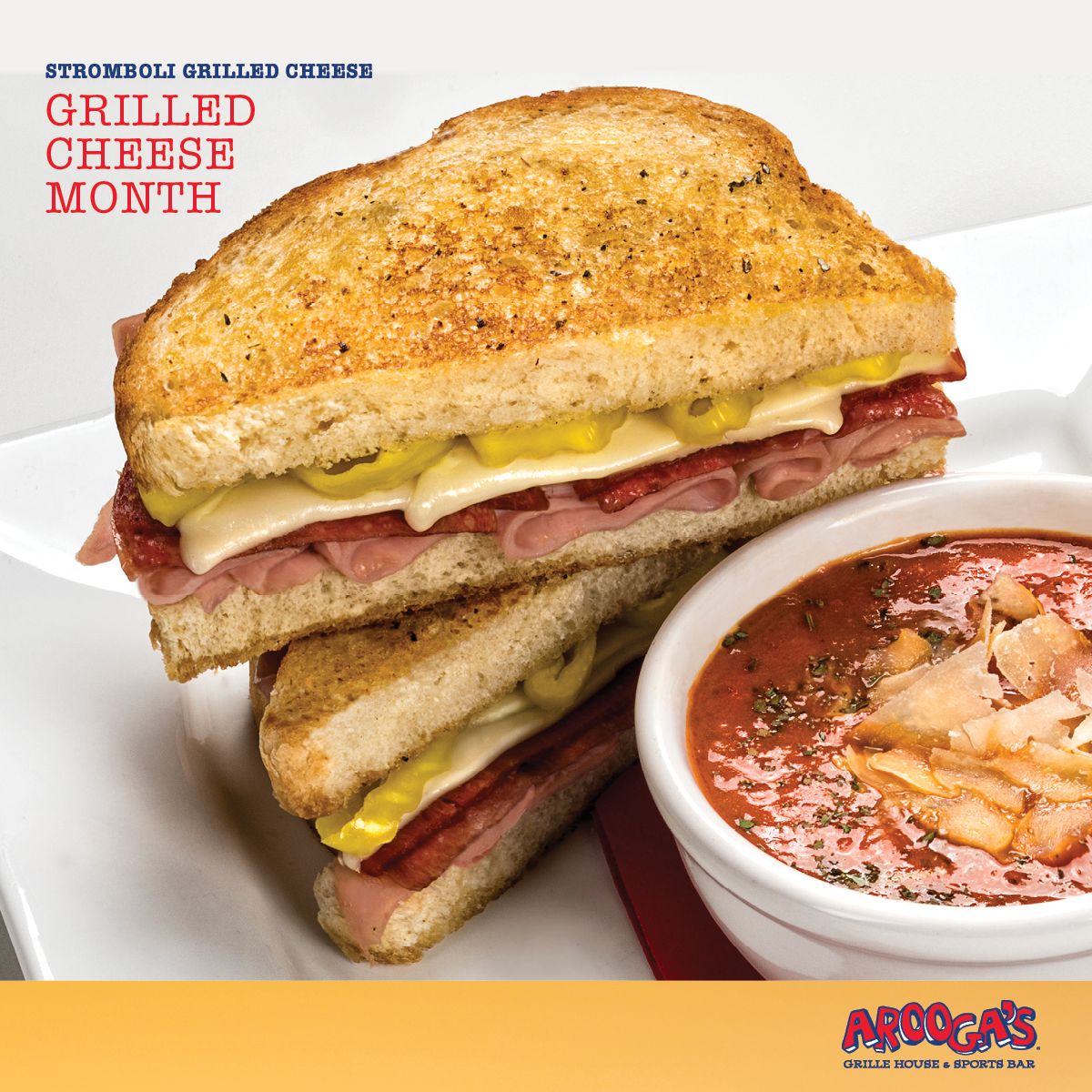 Half-Price Grilled Cheese Sandwiches at Arooga's April 12th For National Grilled Cheese Day