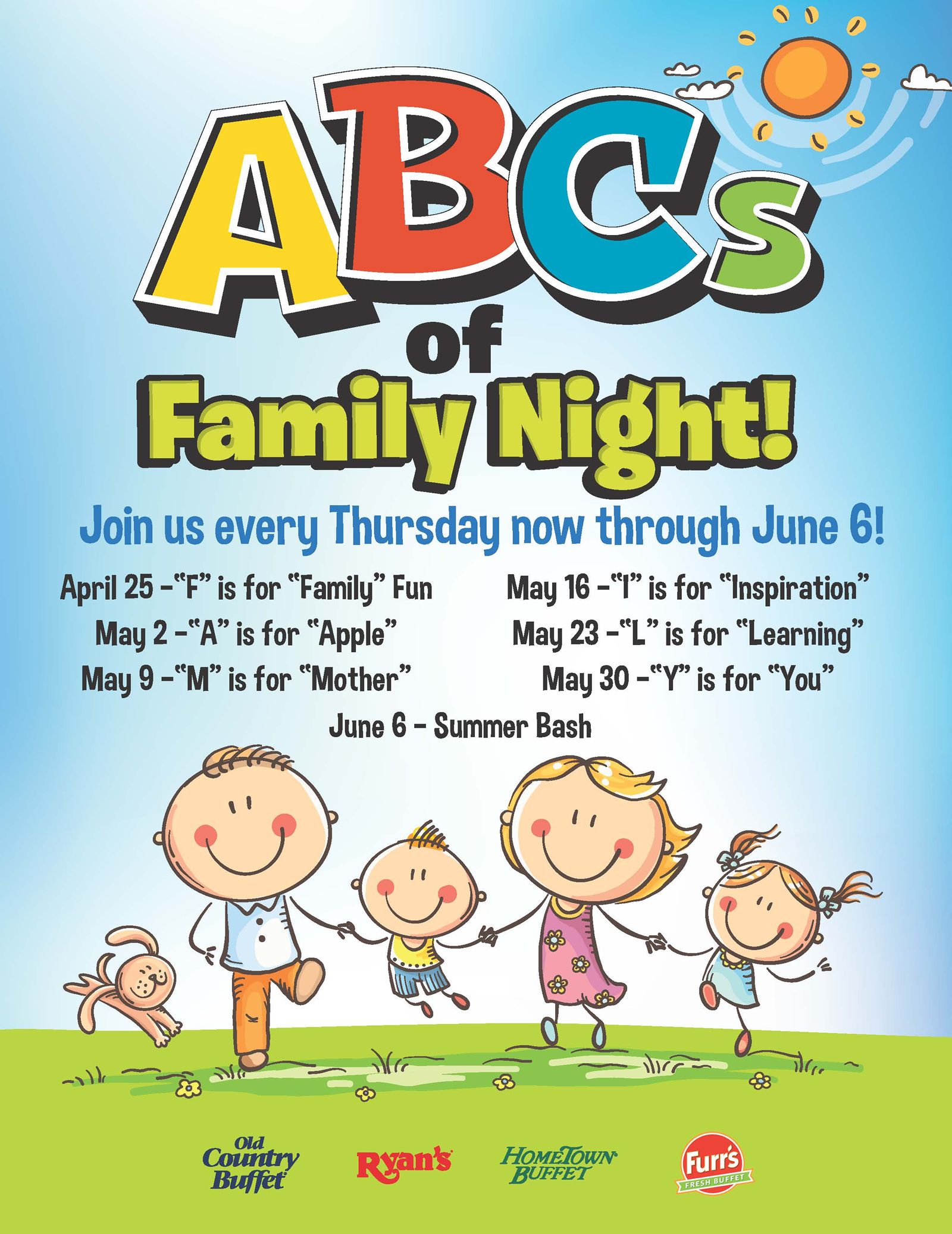 Ovation Brands and Furr's Fresh Buffet Celebrate the ABCs of Family Night, Starting April 25