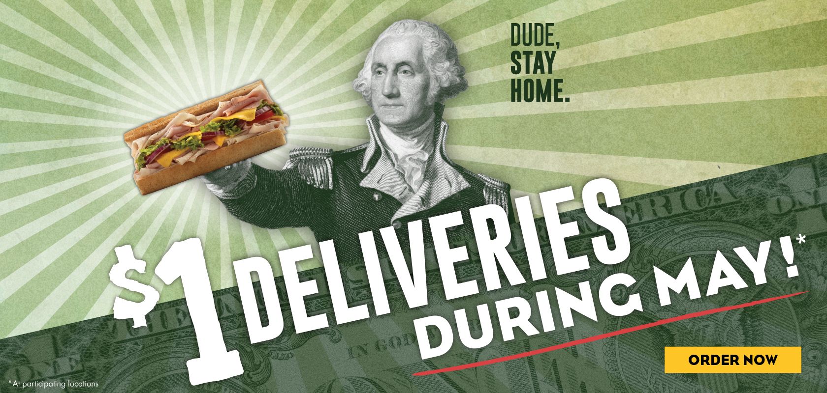Which Wich Offers Delivery for A Dollar During Month of May