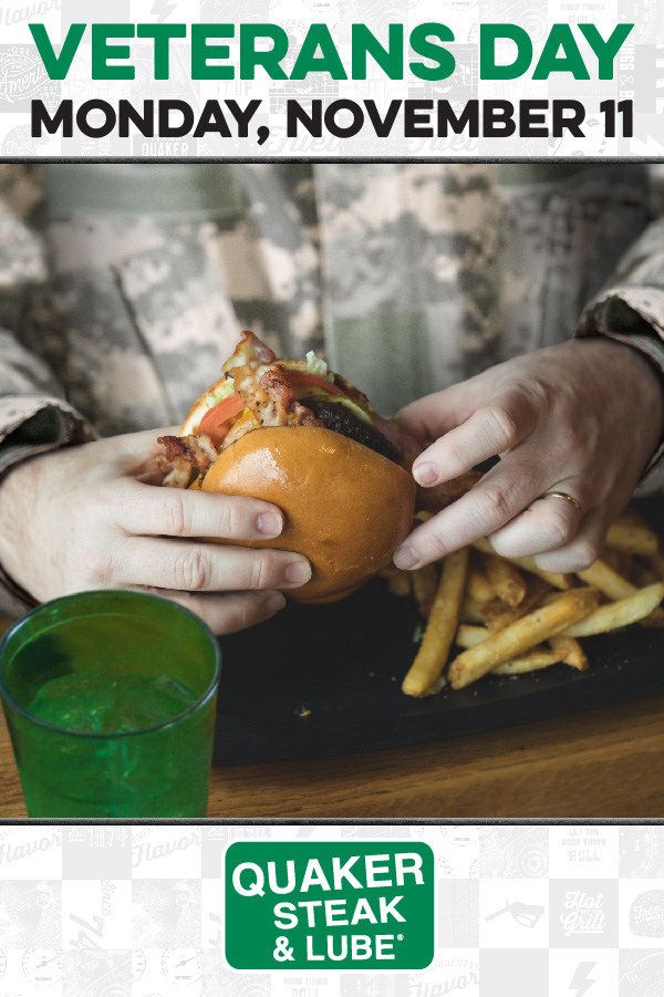 Veterans and Active-Duty Military Offered Free Meal at Quaker Steak & Lube Restaurants on Veterans Day
